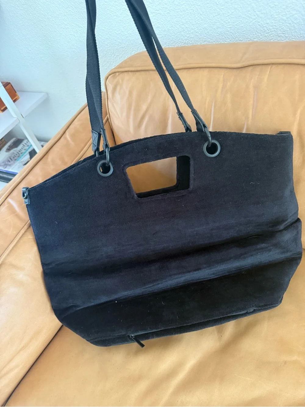 BEIS Black Terry Tote with Dual Top Handles